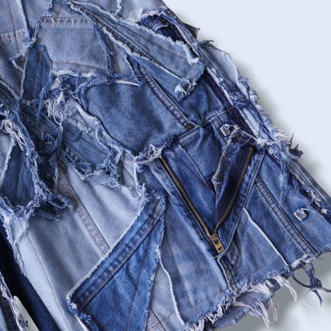 【Remake】many "ツギハギ" design wide baggy shorts