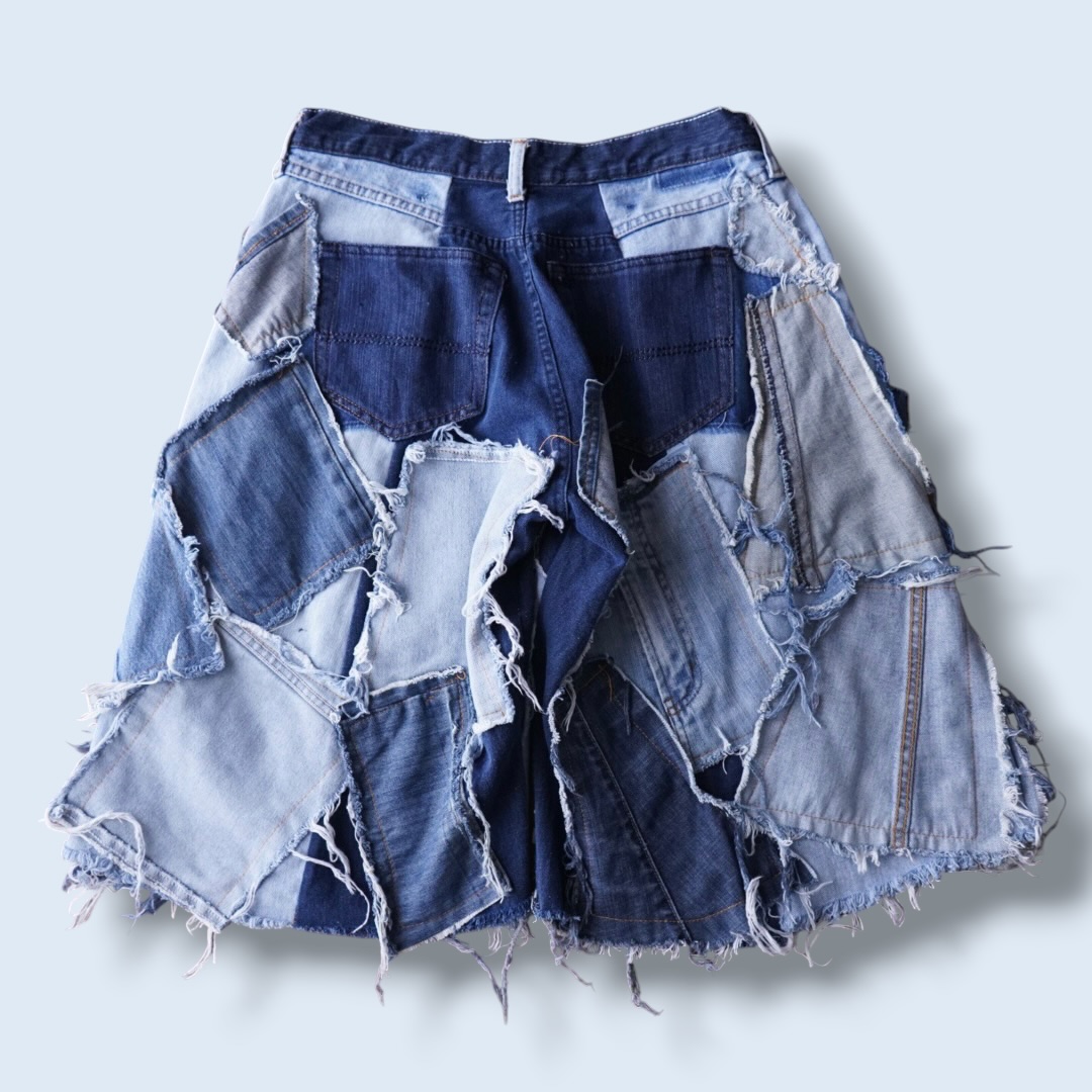 【Remake】many "ツギハギ" design wide baggy shorts