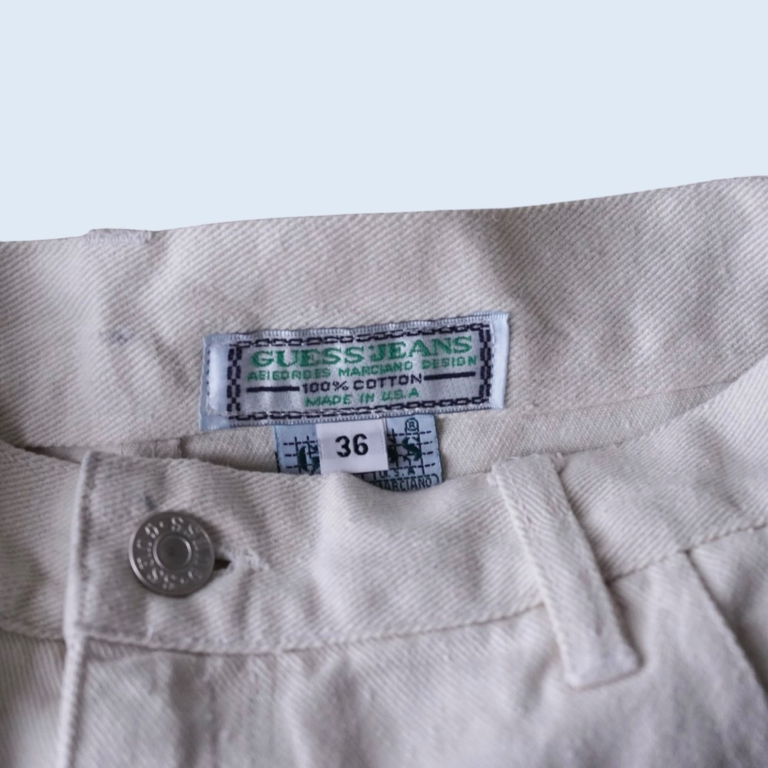 【GUESS】ecru white middle length wide baggy shorts