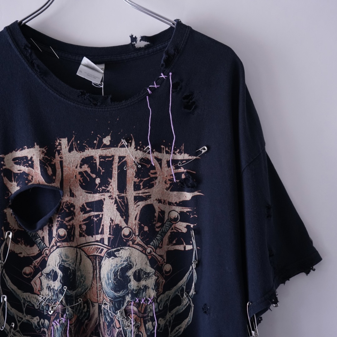 【Remake / Dark Side】death core "BORO × EMBROIDERY" remake tee