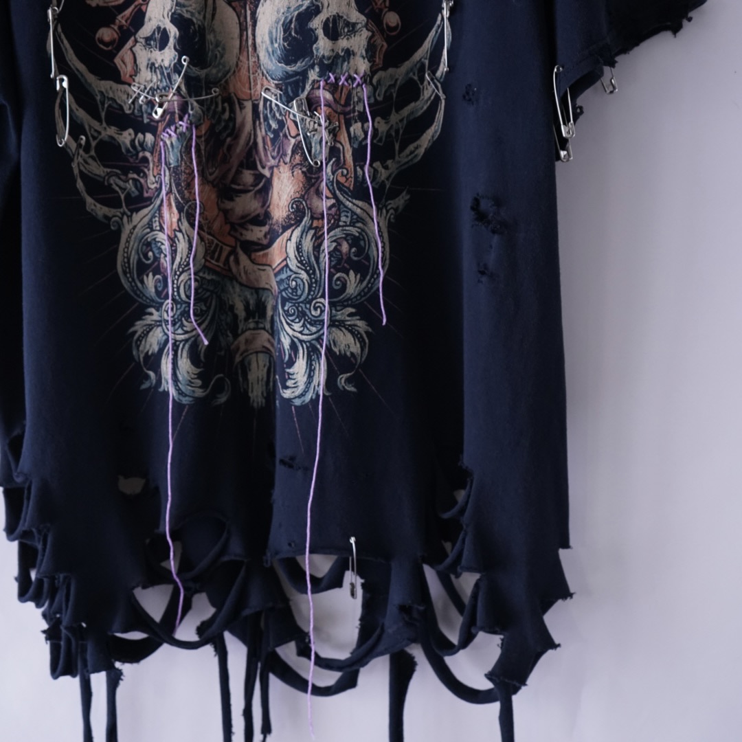 【Remake / Dark Side】death core "BORO × EMBROIDERY" remake tee