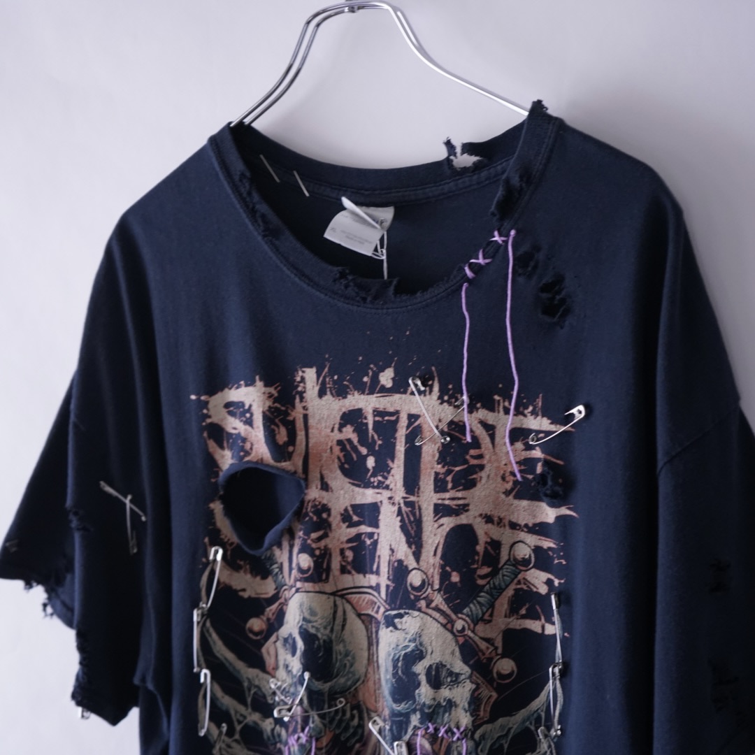 【Remake / Dark Side】death core "BORO × EMBROIDERY" remake tee