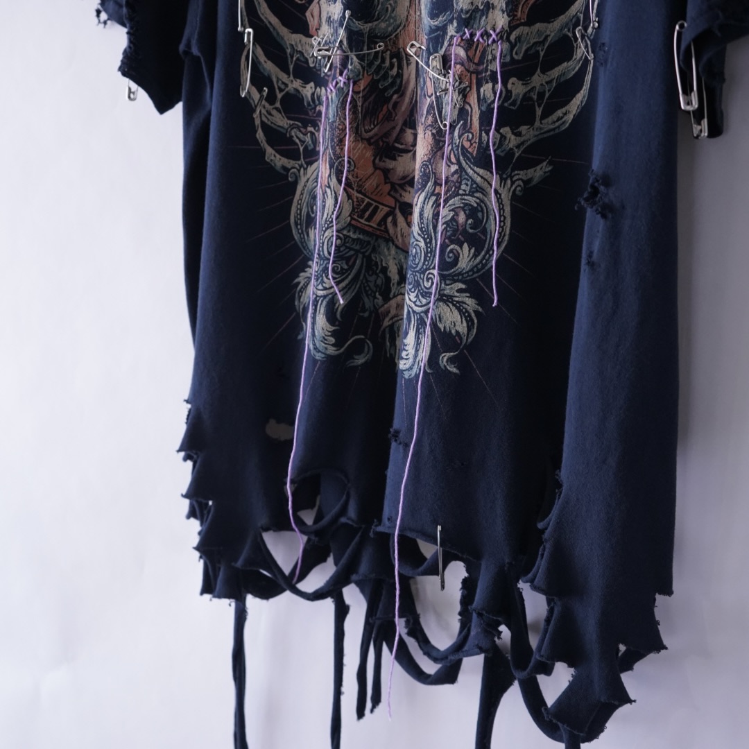 【Remake / Dark Side】death core "BORO × EMBROIDERY" remake tee