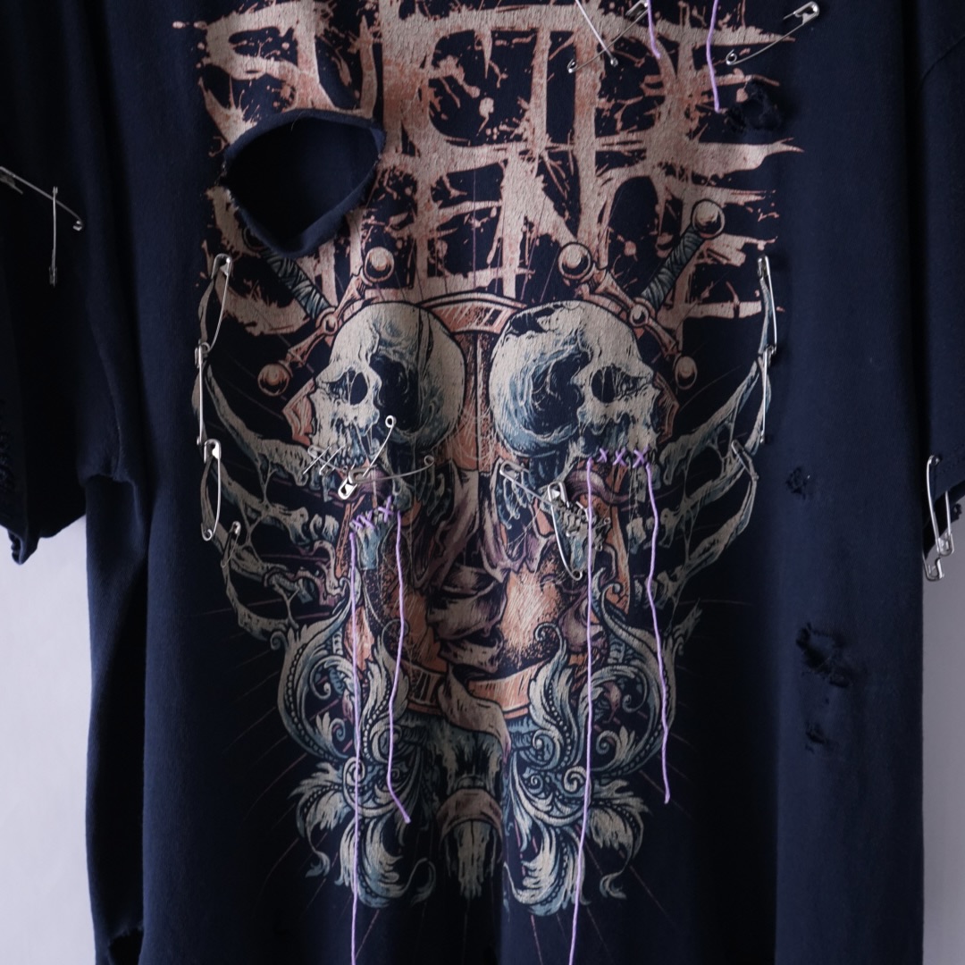 【Remake / Dark Side】death core "BORO × EMBROIDERY" remake tee