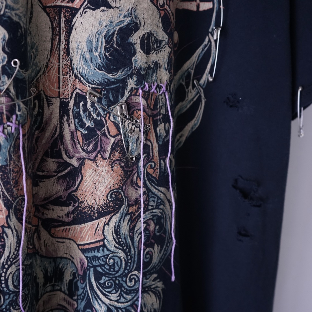 【Remake / Dark Side】death core "BORO × EMBROIDERY" remake tee