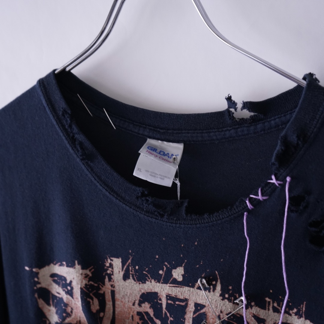 【Remake / Dark Side】death core "BORO × EMBROIDERY" remake tee