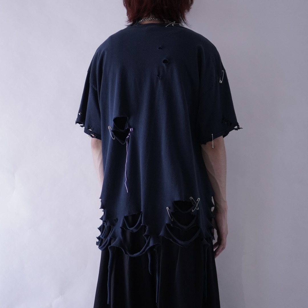 【Remake / Dark Side】death core "BORO × EMBROIDERY" remake tee