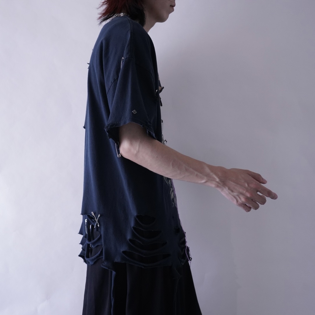 【Remake / Dark Side】death core "BORO × EMBROIDERY" remake tee