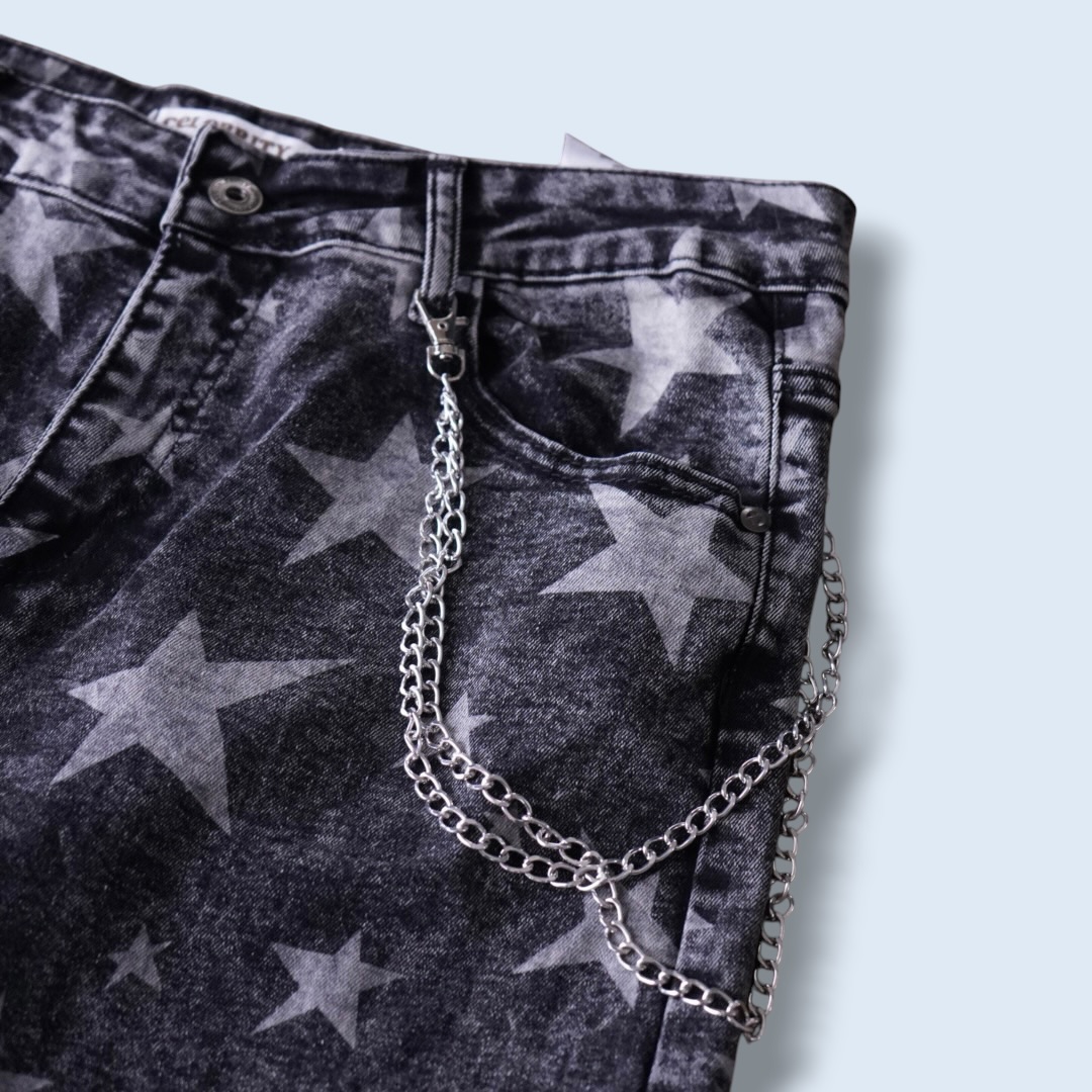 "ジョニィ風" star fade black baggy denim cargo pants