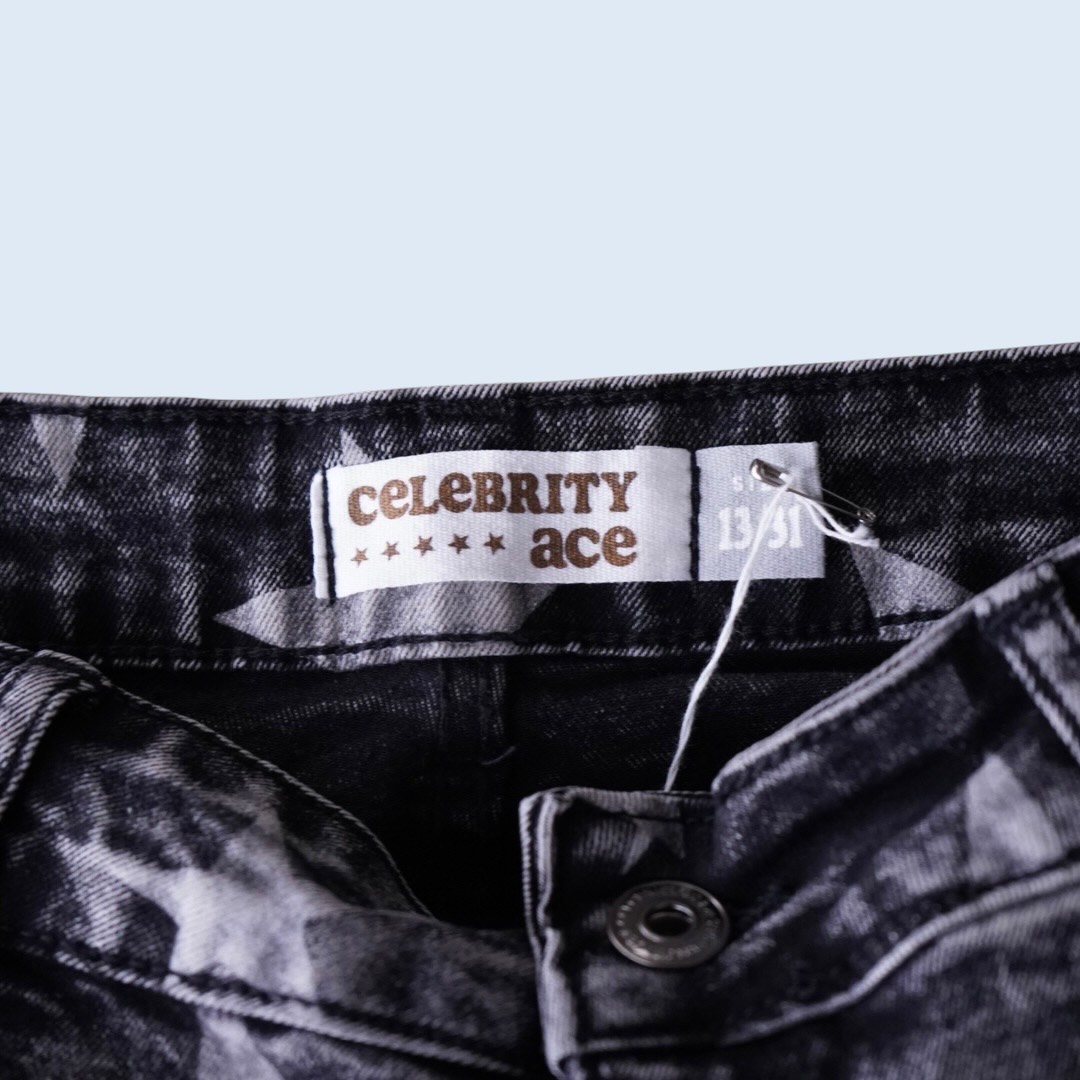 "ジョニィ風" star fade black baggy denim cargo pants