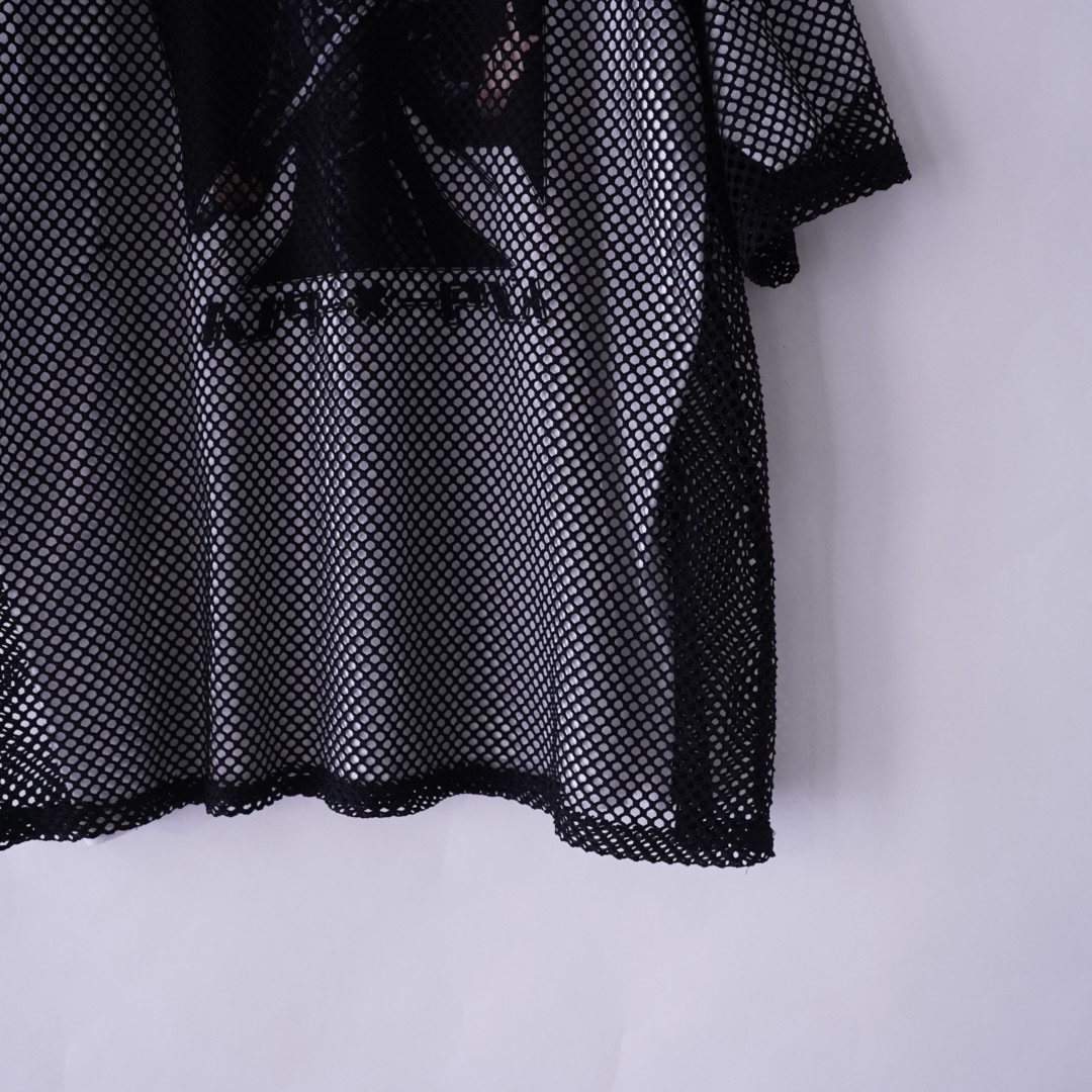 black mesh see-through cut&sewn tee
