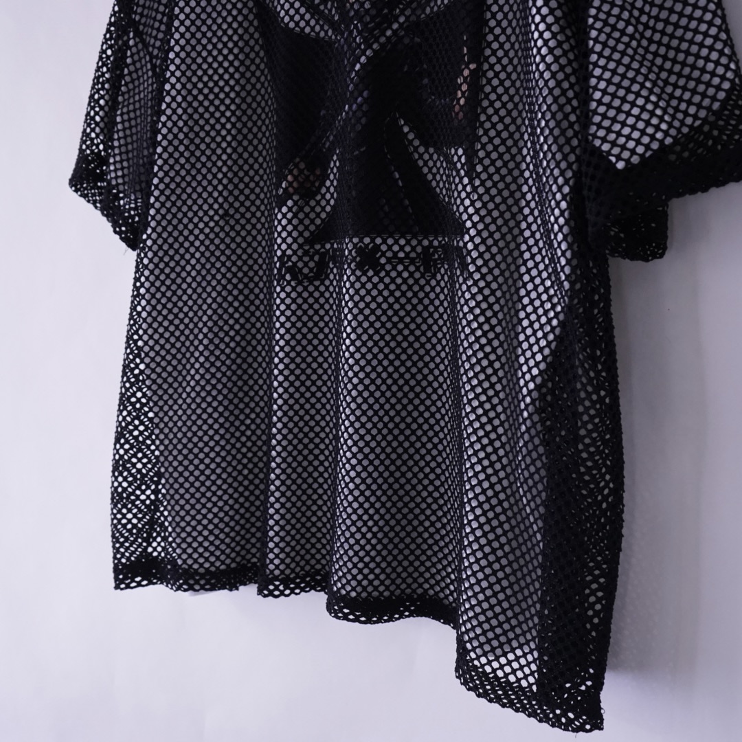 black mesh see-through cut&sewn tee