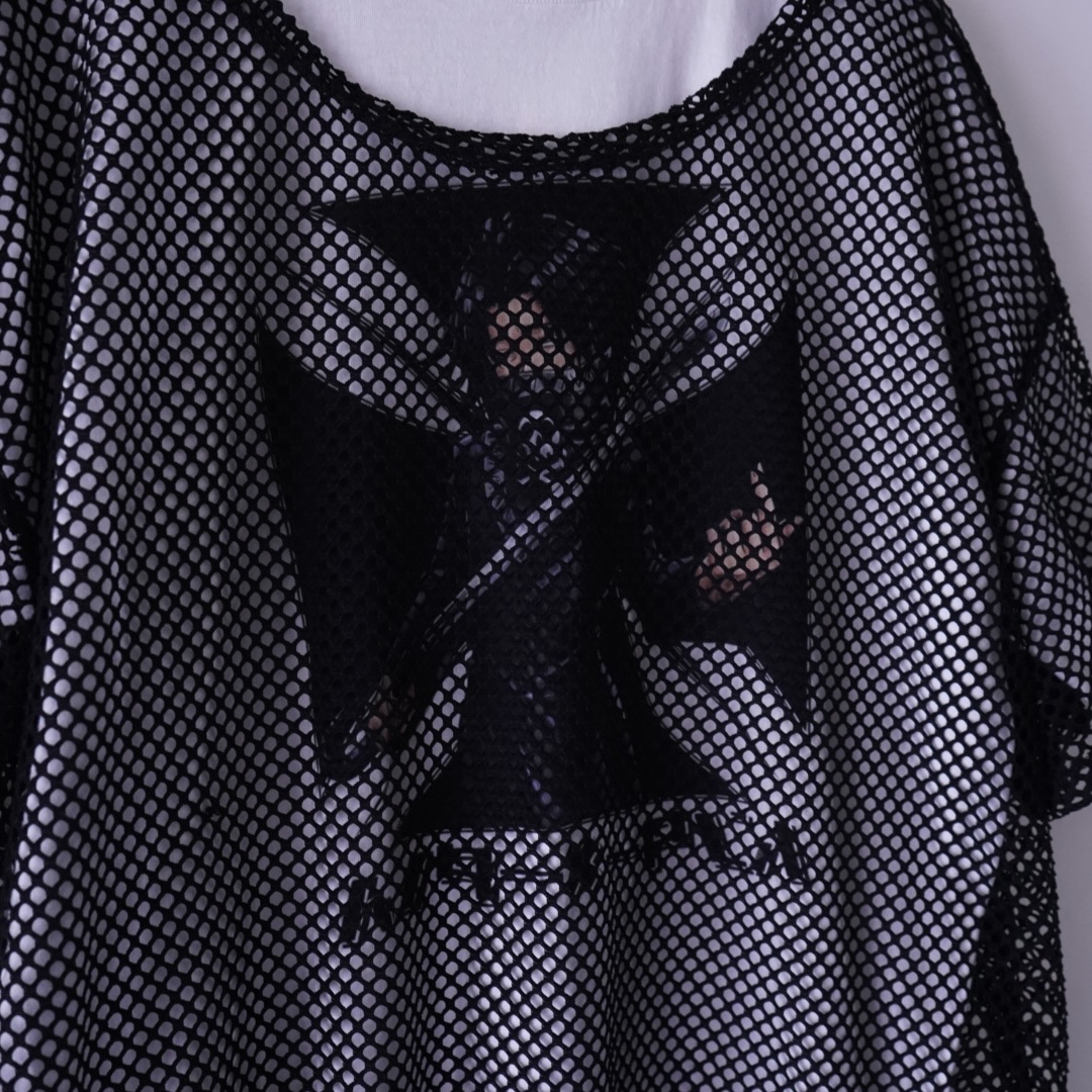 black mesh see-through cut&sewn tee