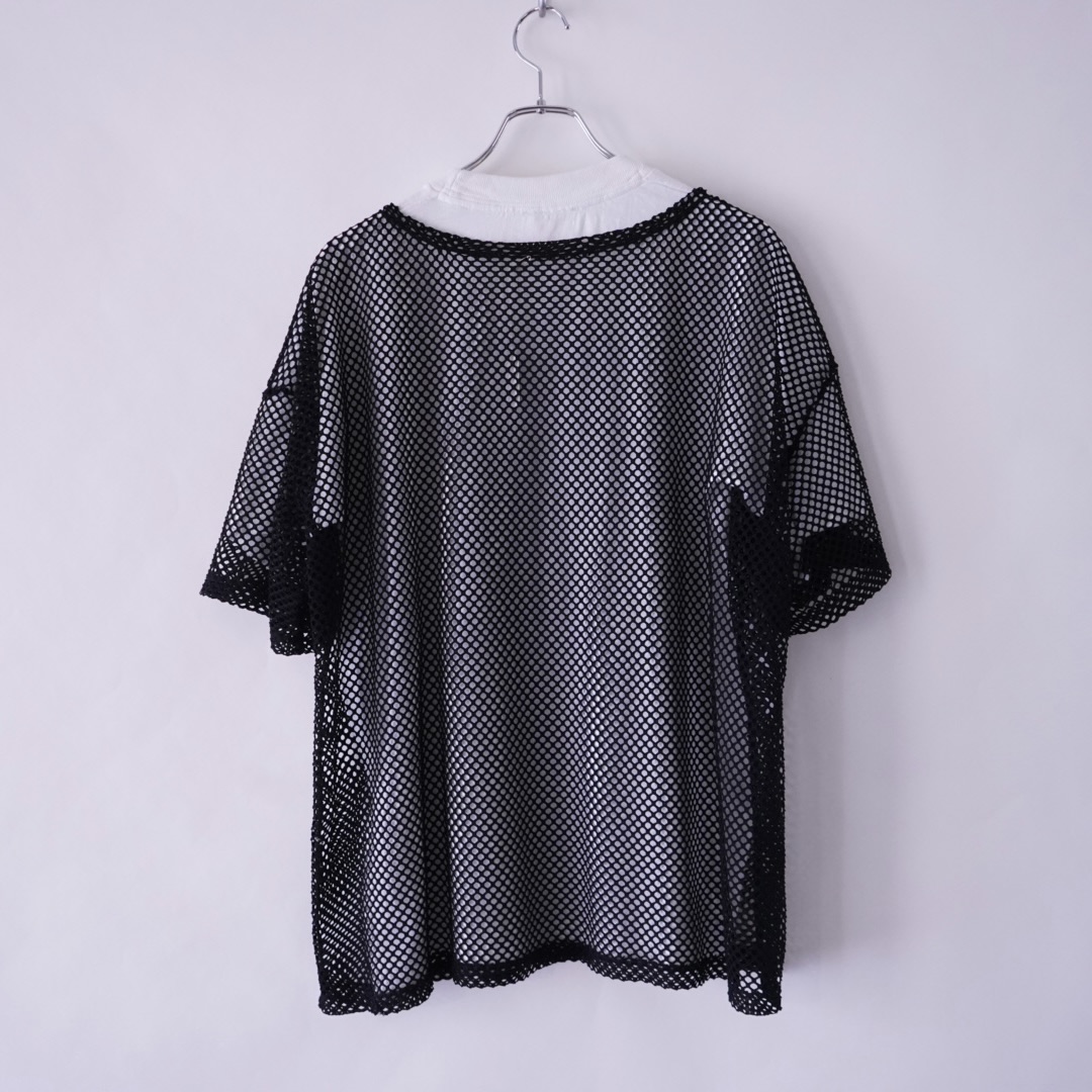 black mesh see-through cut&sewn tee