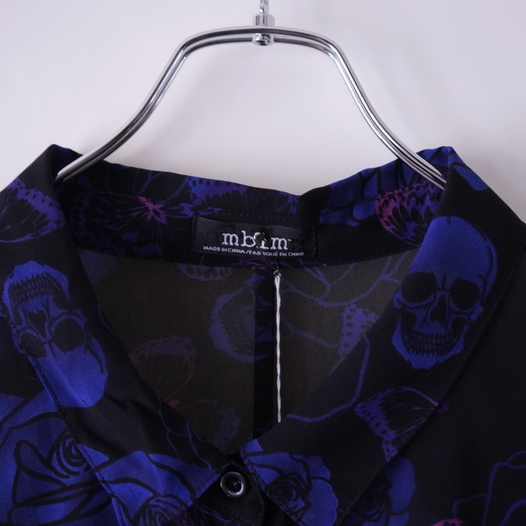 monster oversized "薔薇×髑髏×蝶" dark see-through shirt