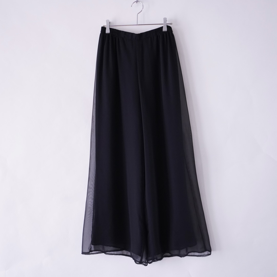 black see-through layer wide pants