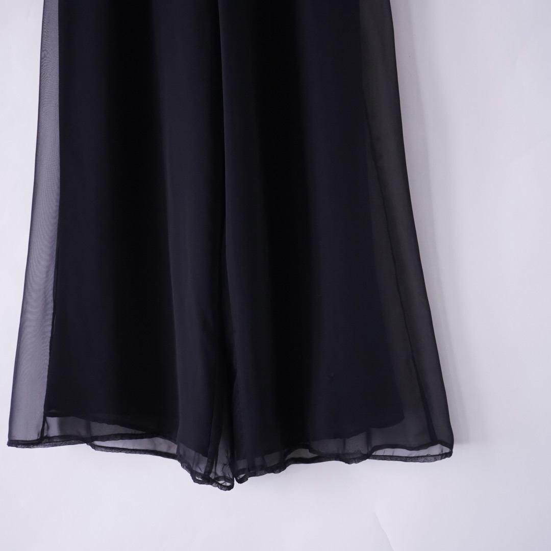 black see-through layer wide pants