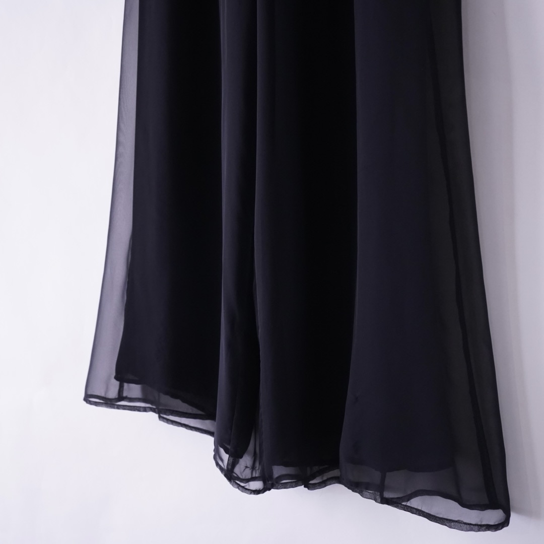 black see-through layer wide pants