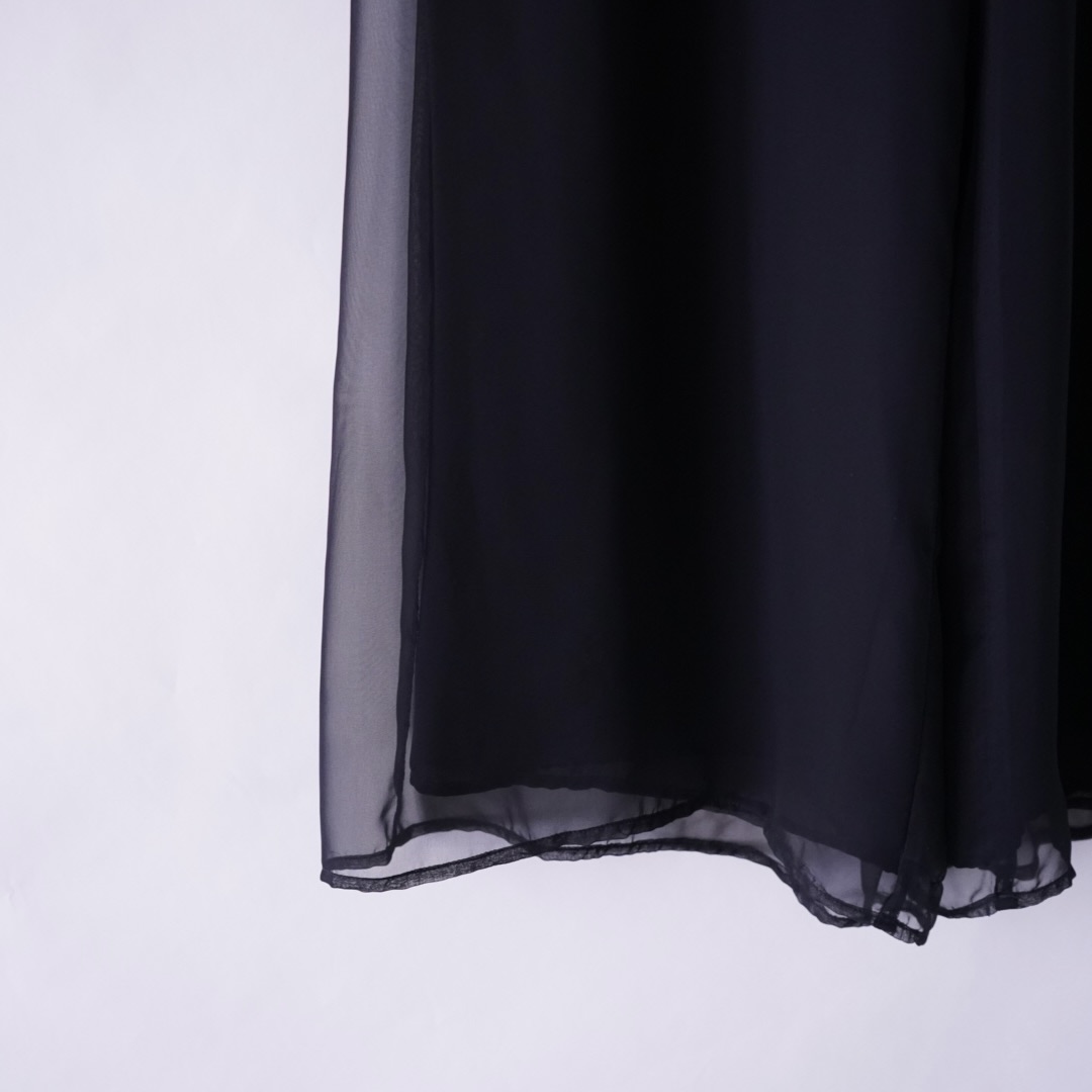black see-through layer wide pants