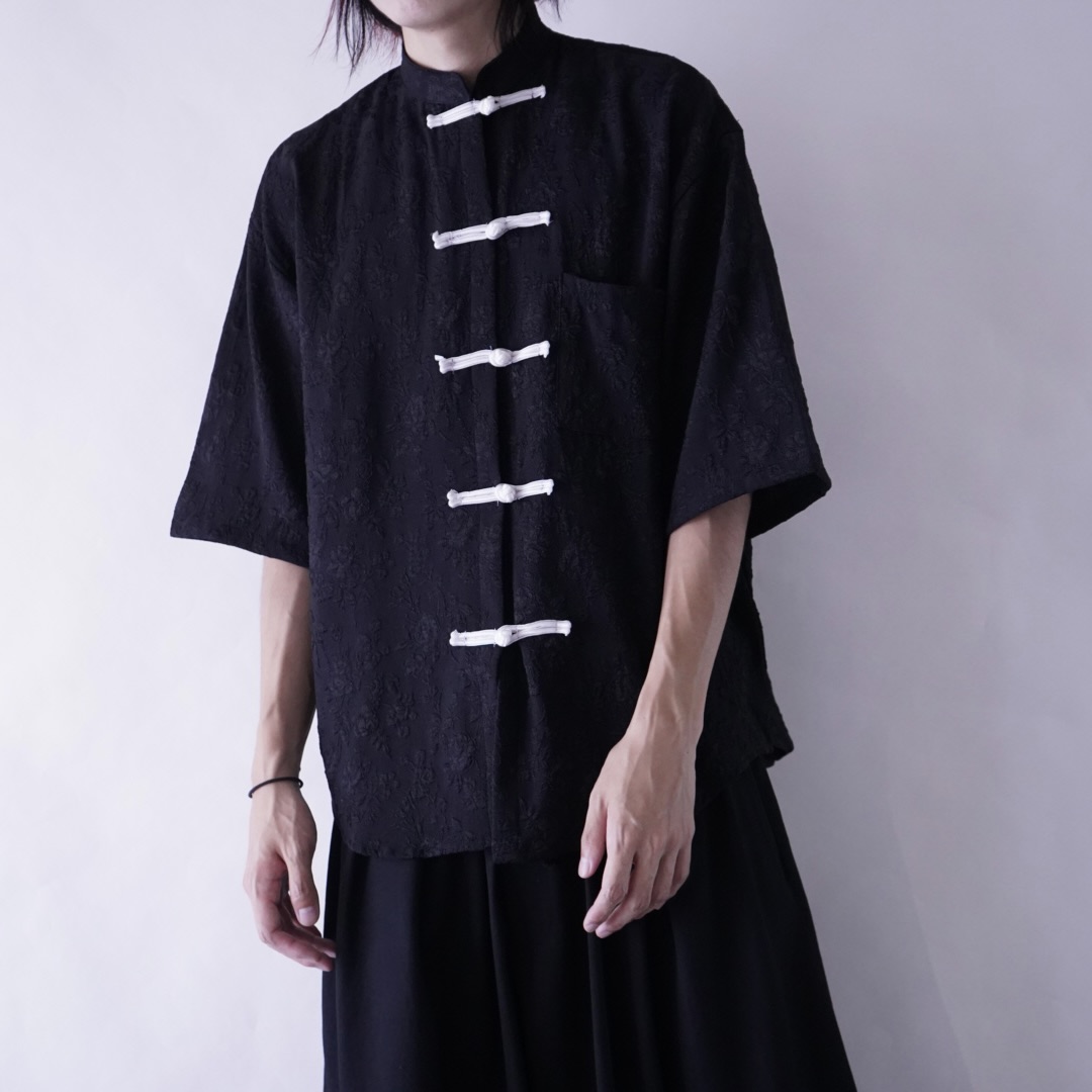flower pattern half sleeve China shirt