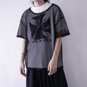 black mesh see-through cut&sewn tee