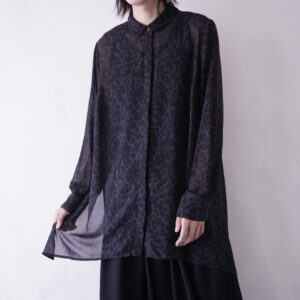 monster oversized dark leopard pattern Y2K see-through shirt