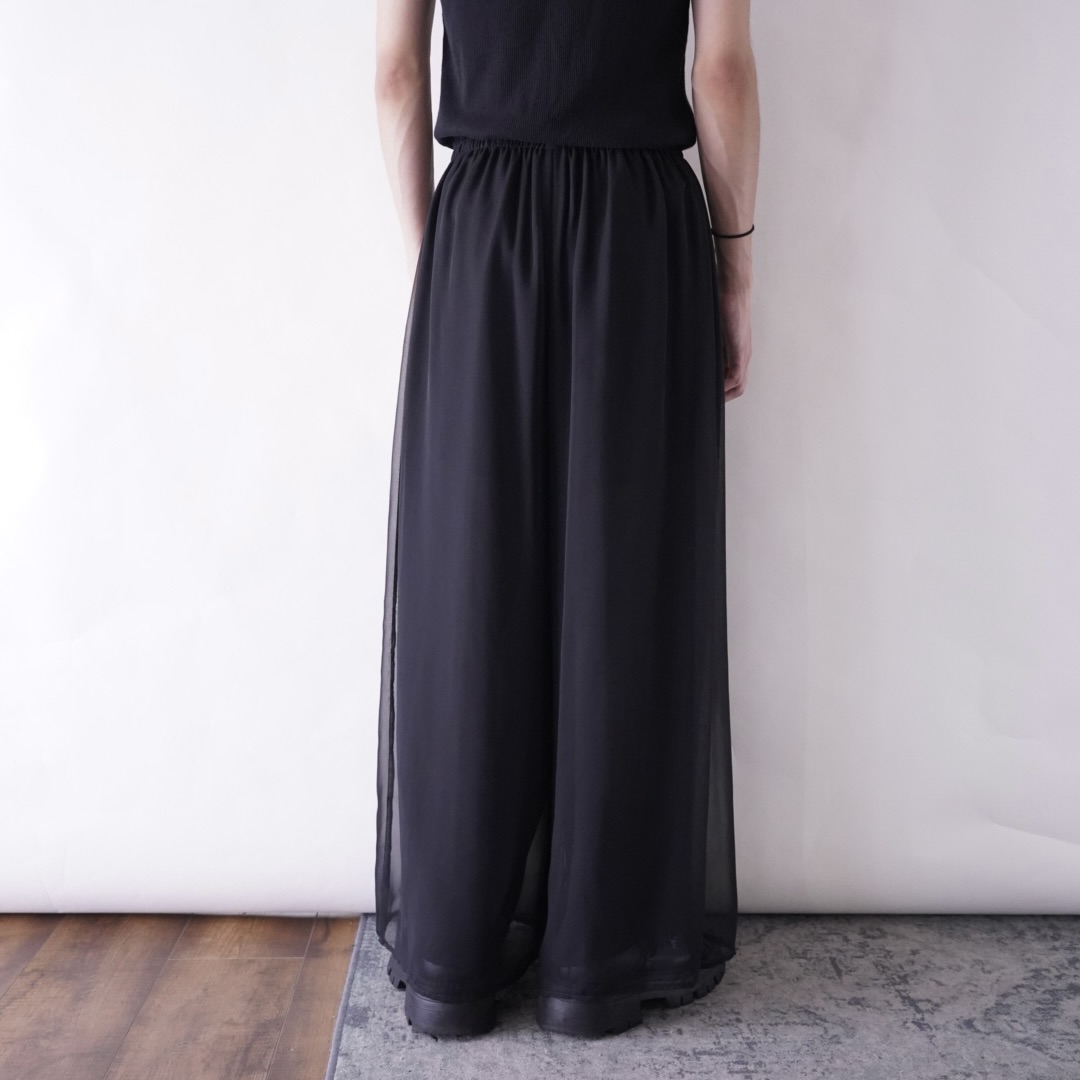 black see-through layer wide pants