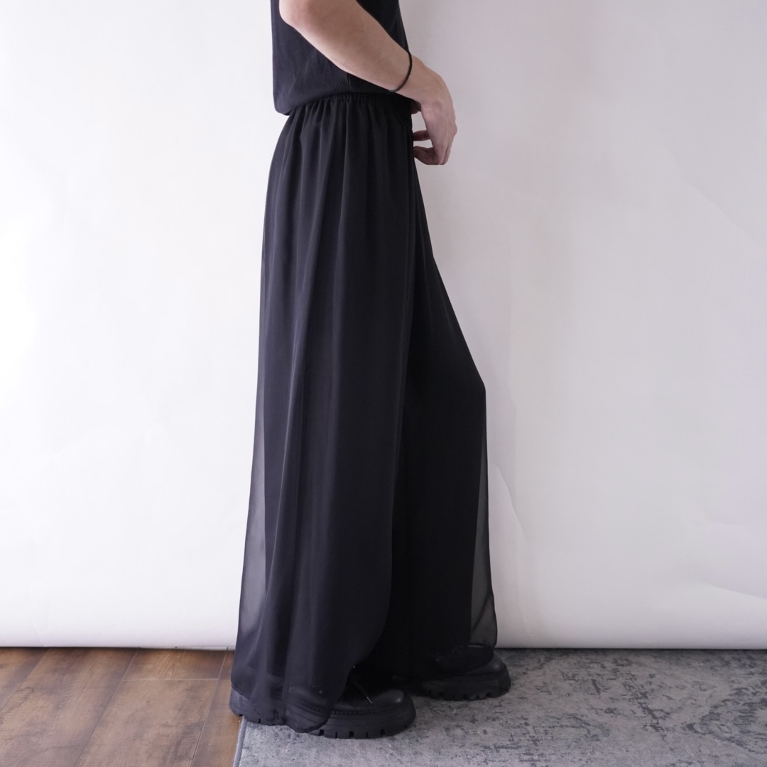 black see-through layer wide pants