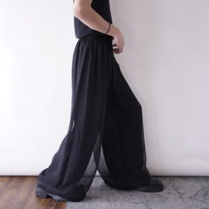 black see-through layer wide pants