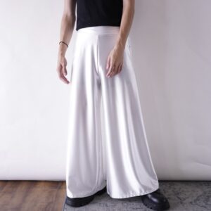 glossy white hakama silhouette wide pants