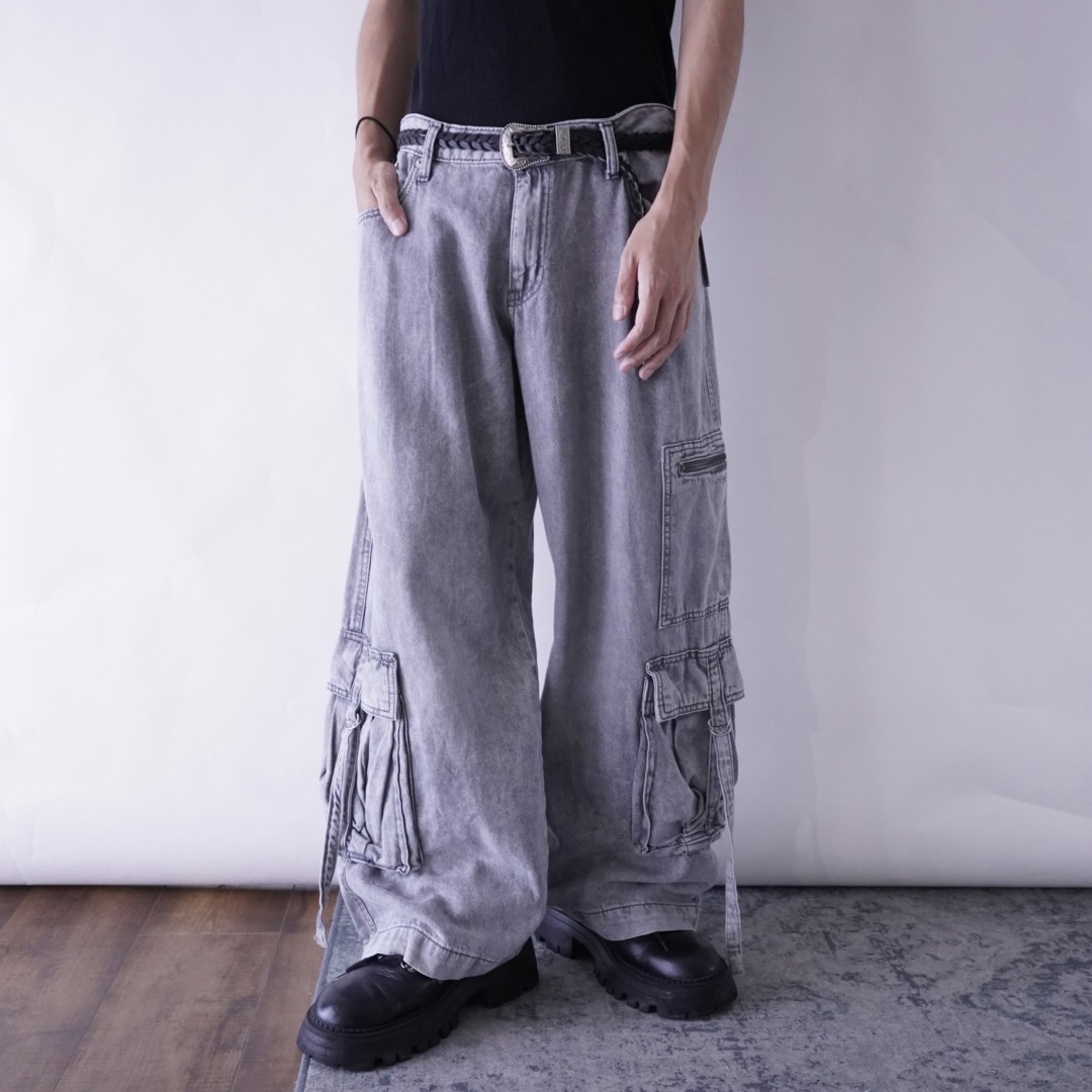dpape lyocell fabric multi gimmick wide cargo pants