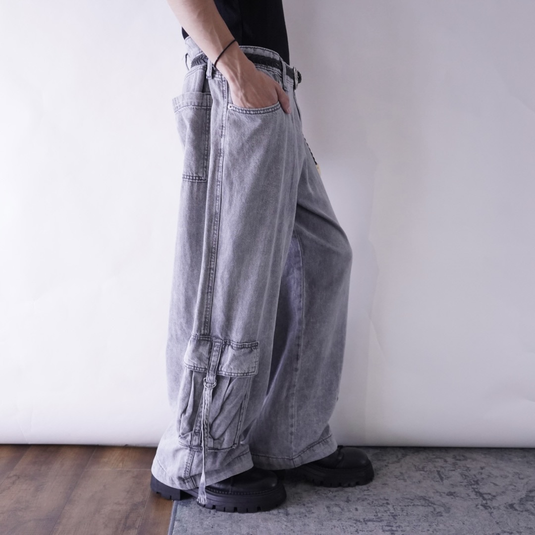 dpape lyocell fabric multi gimmick wide cargo pants