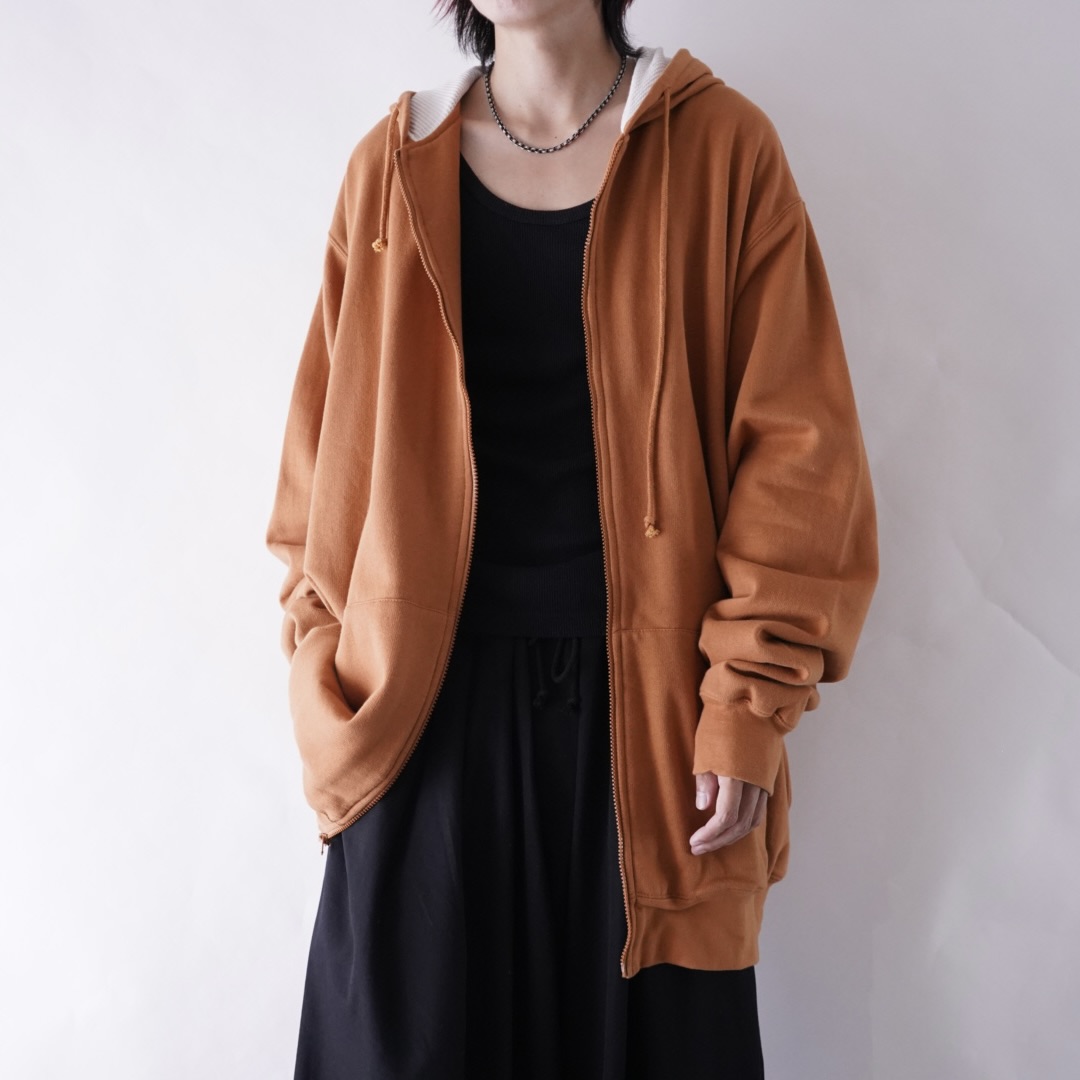 【KING SIZE】monster oversized mustered color thermal lining zip parka