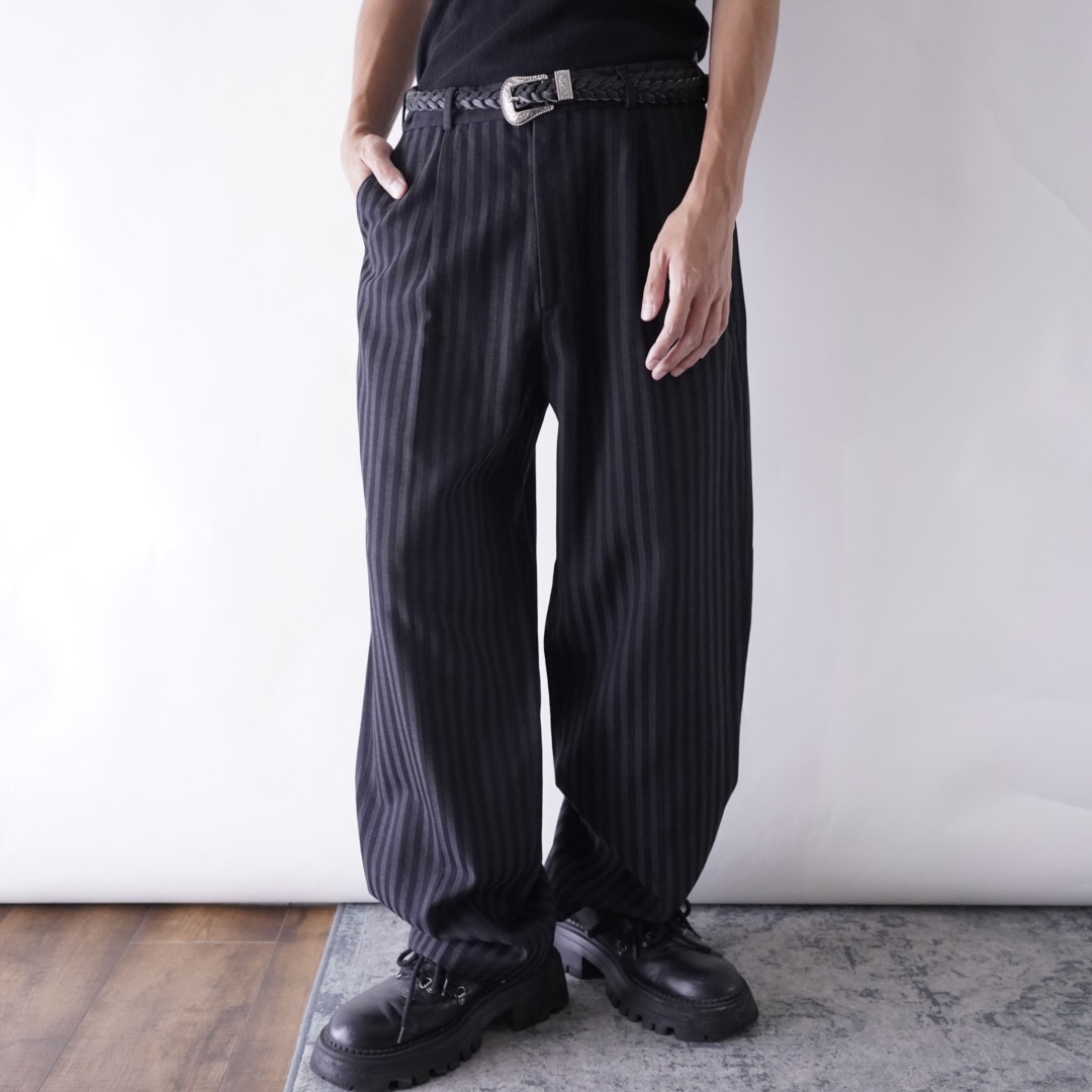 fat stripe bitter navy wide slacks