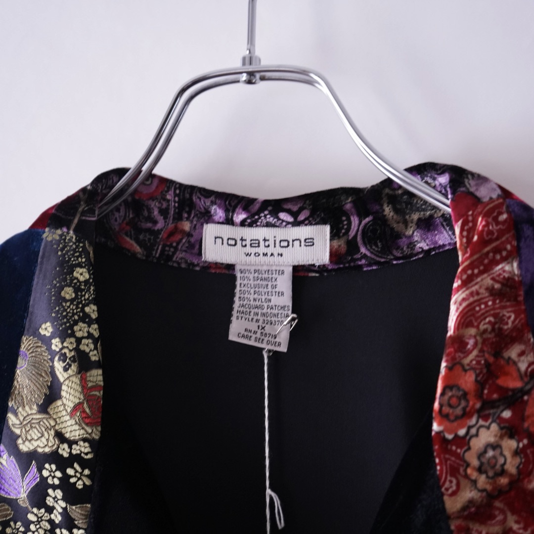 velours × glossy switching design shirt