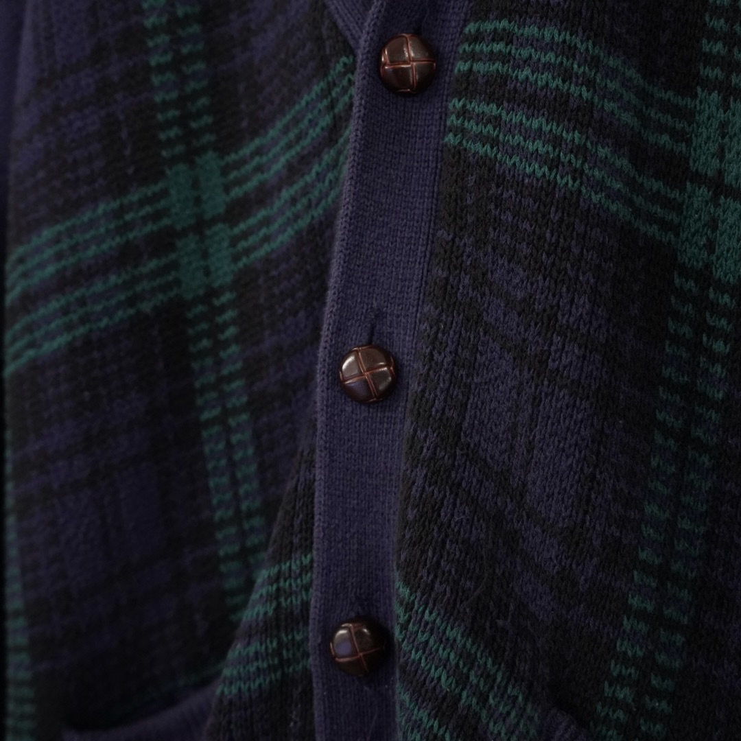 old GAP check pattern loose cotton knit cardigan