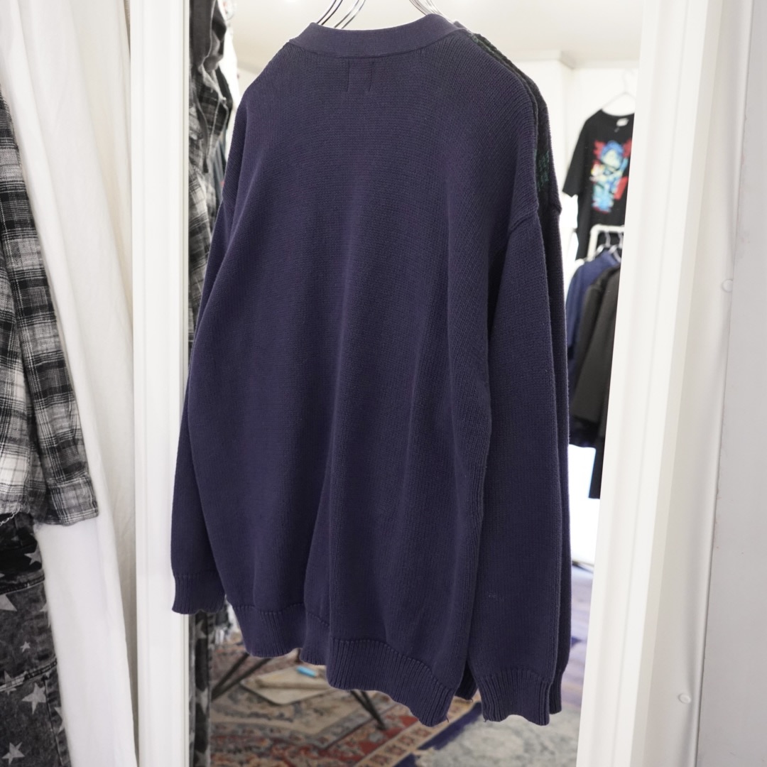 old GAP check pattern loose cotton knit cardigan