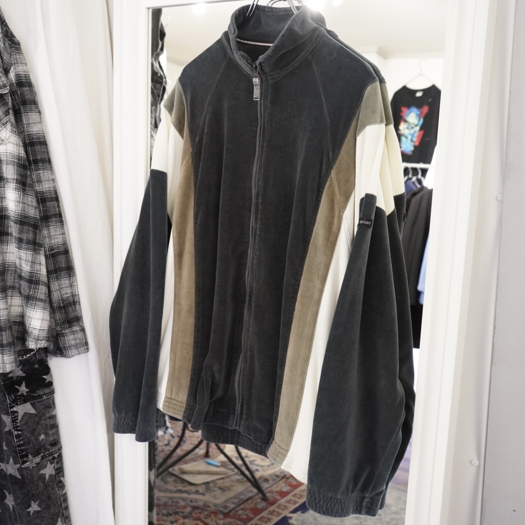 switching velours track jacket
