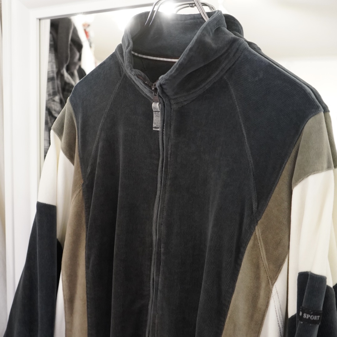 switching velours track jacket