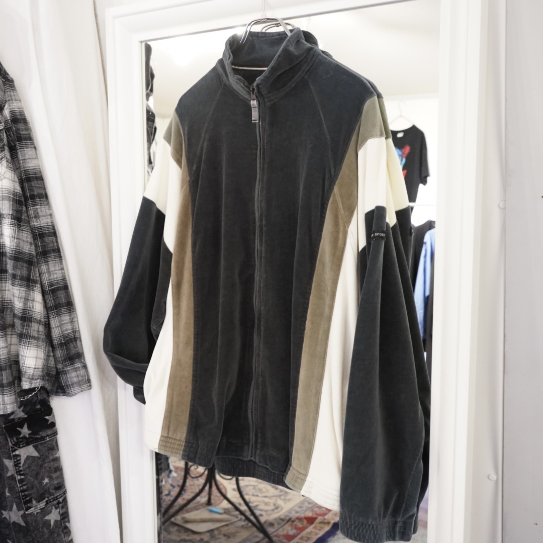 switching velours track jacket