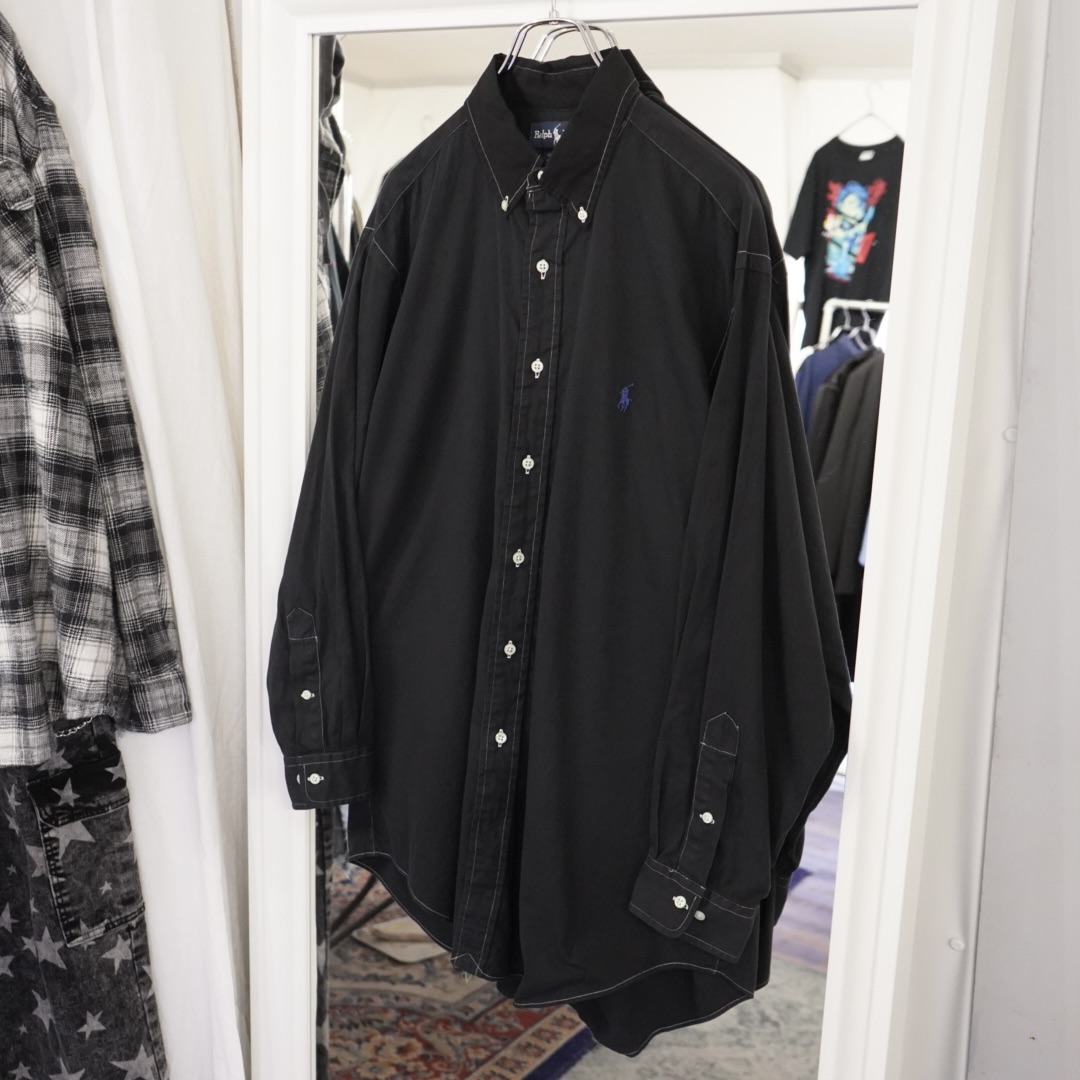 【RalphLauren】black overdye blue pony loose shirt
