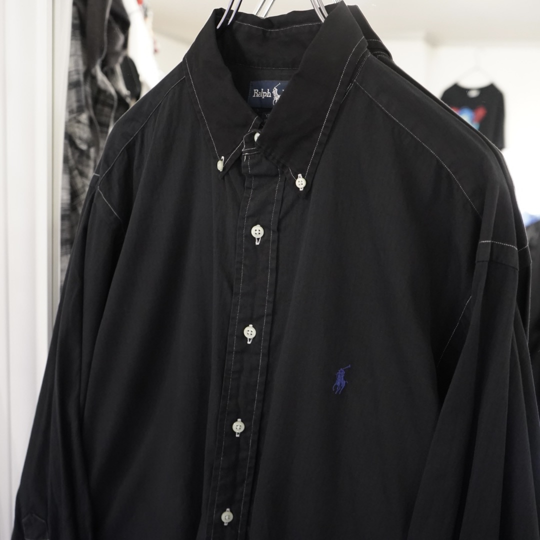 【RalphLauren】black overdye blue pony loose shirt